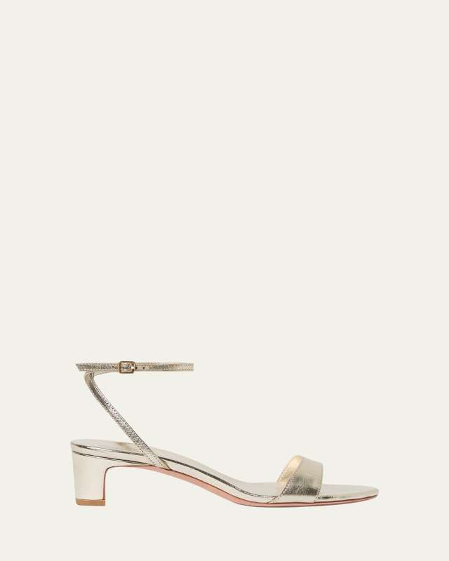 Alice Metallic Leather Kitten-Heel Sandals